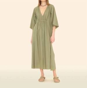 NEW XIRENA angela v-neck dress in dark seagrass